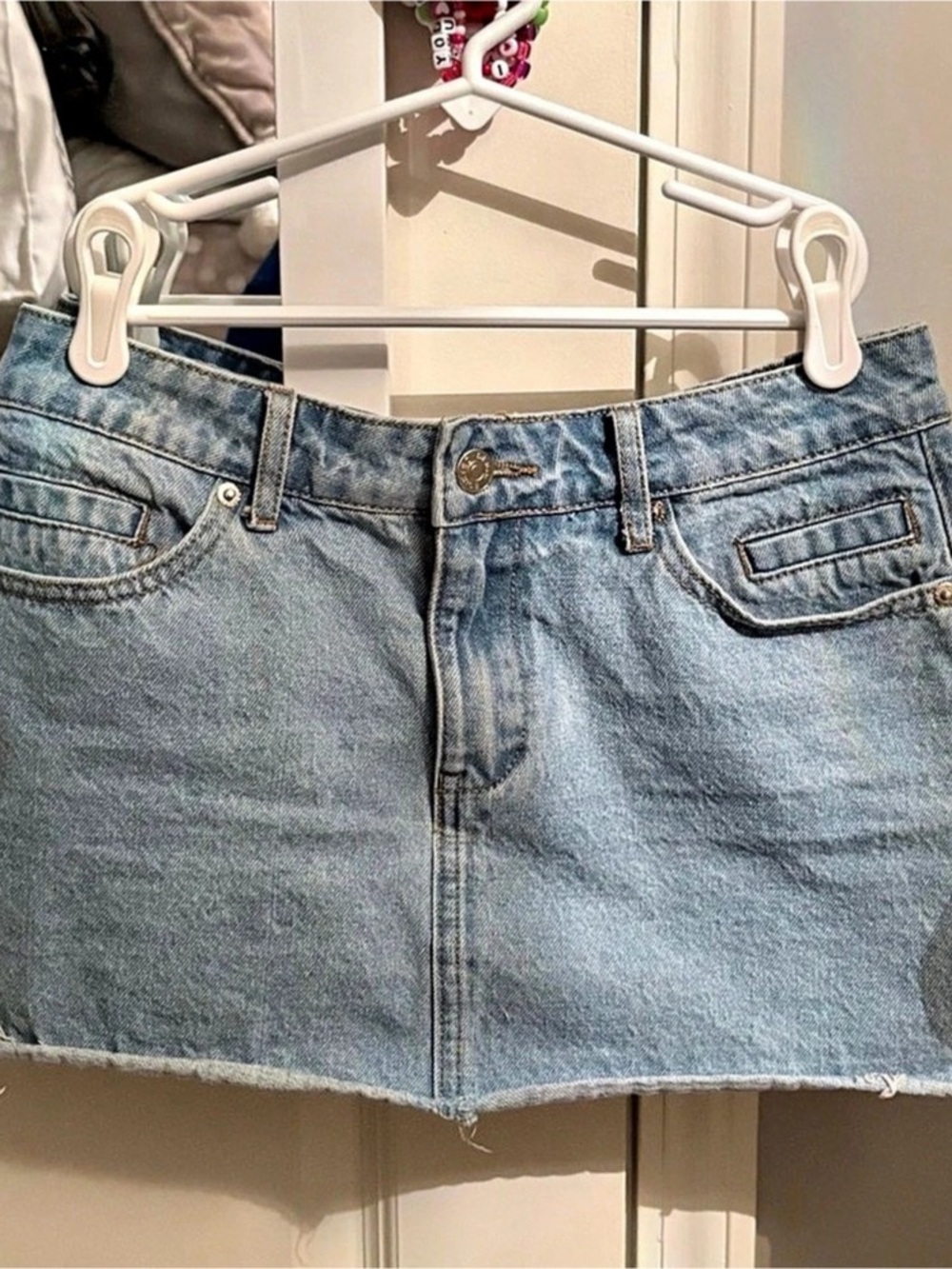 edikted Vintage Washed Denim Mini Skirt in Blue